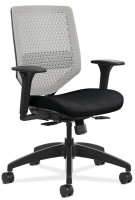 HON Solve Mid-Back Task Chair, Titanium ReActiv Back, Black Frame, Easy Assembly, Ink Seat Fabric (H