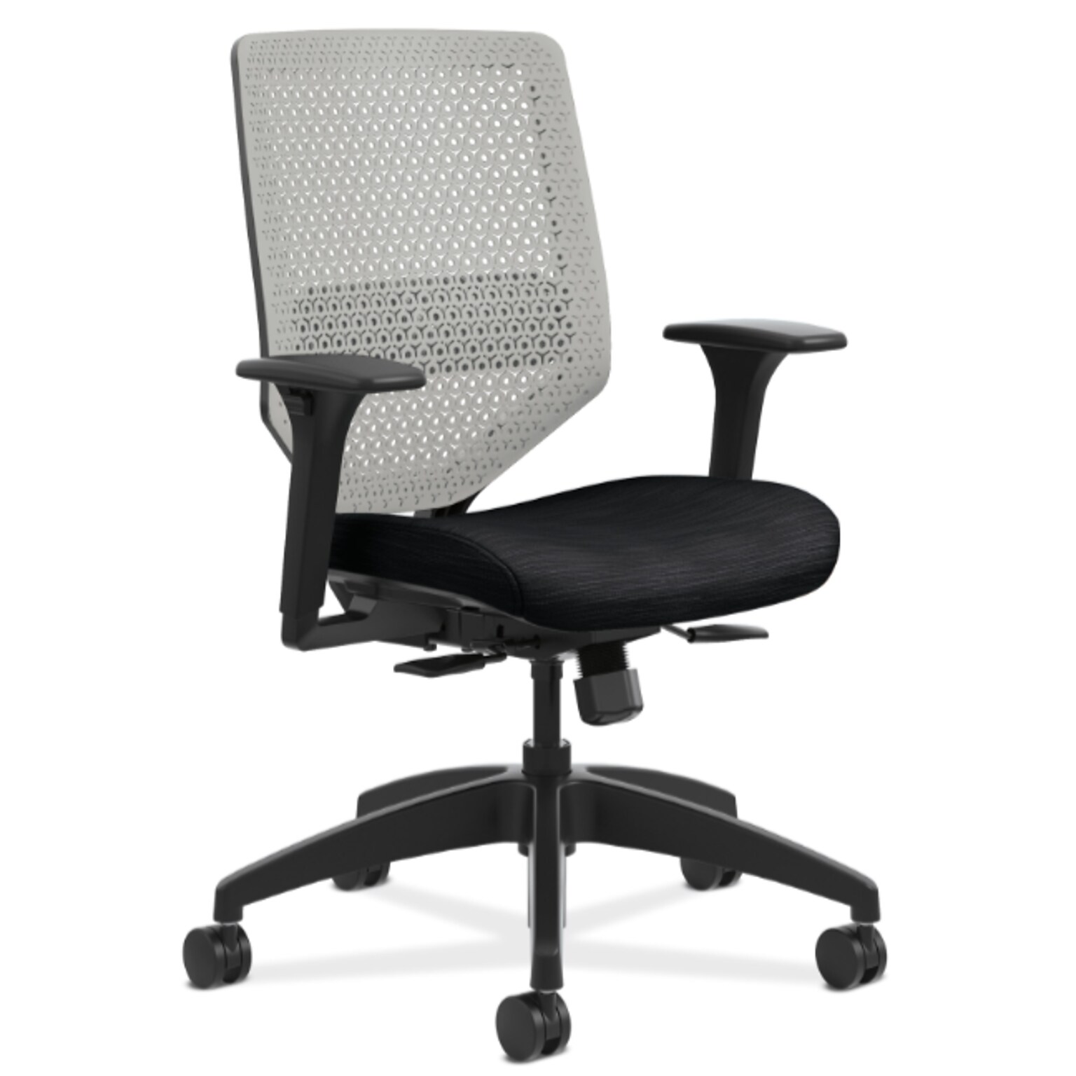 HON Solve Mid-Back Task Chair, Titanium ReActiv Back, Black Frame, Easy Assembly, Ink Seat Fabric (HONSVR1AILC10TK)