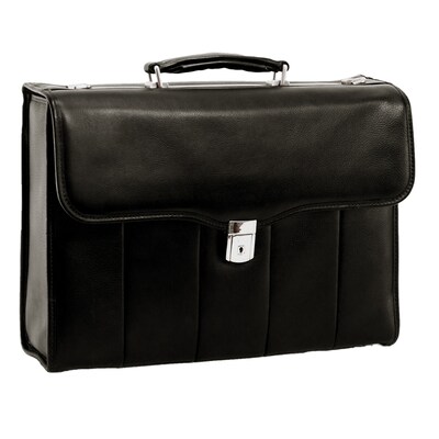 McKlein North Park Executive Laptop Briefcase, Full Grain Cashmere Napa Leather, Black (46555)