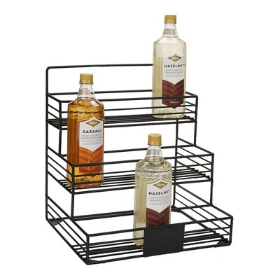 Mind Reader 15.5H Syrup Bottle Holder, Wire 12 Bottle Organizer, Black (IRSYR12-BLK)