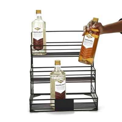 Mind Reader 15.5H Syrup Bottle Holder, Wire 12 Bottle Organizer, Black (IRSYR12-BLK)