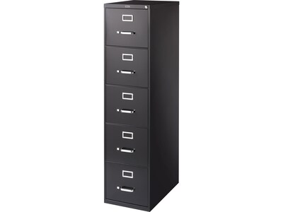 Quill Brand® Commercial 5 File Drawer Vertical File Cabinet, Locking, Black, Letter, 26.5"D (21917D)