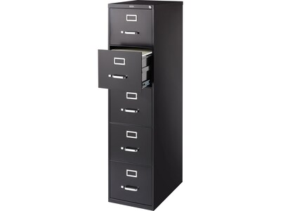 Quill Brand® Commercial 5 File Drawer Vertical File Cabinet, Locking, Black, Letter, 26.5"D (21917D)