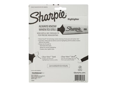 Sharpie Clear View Highlighter, Chisel Tip, Assorted, 8/Pack (1966798/2128218)