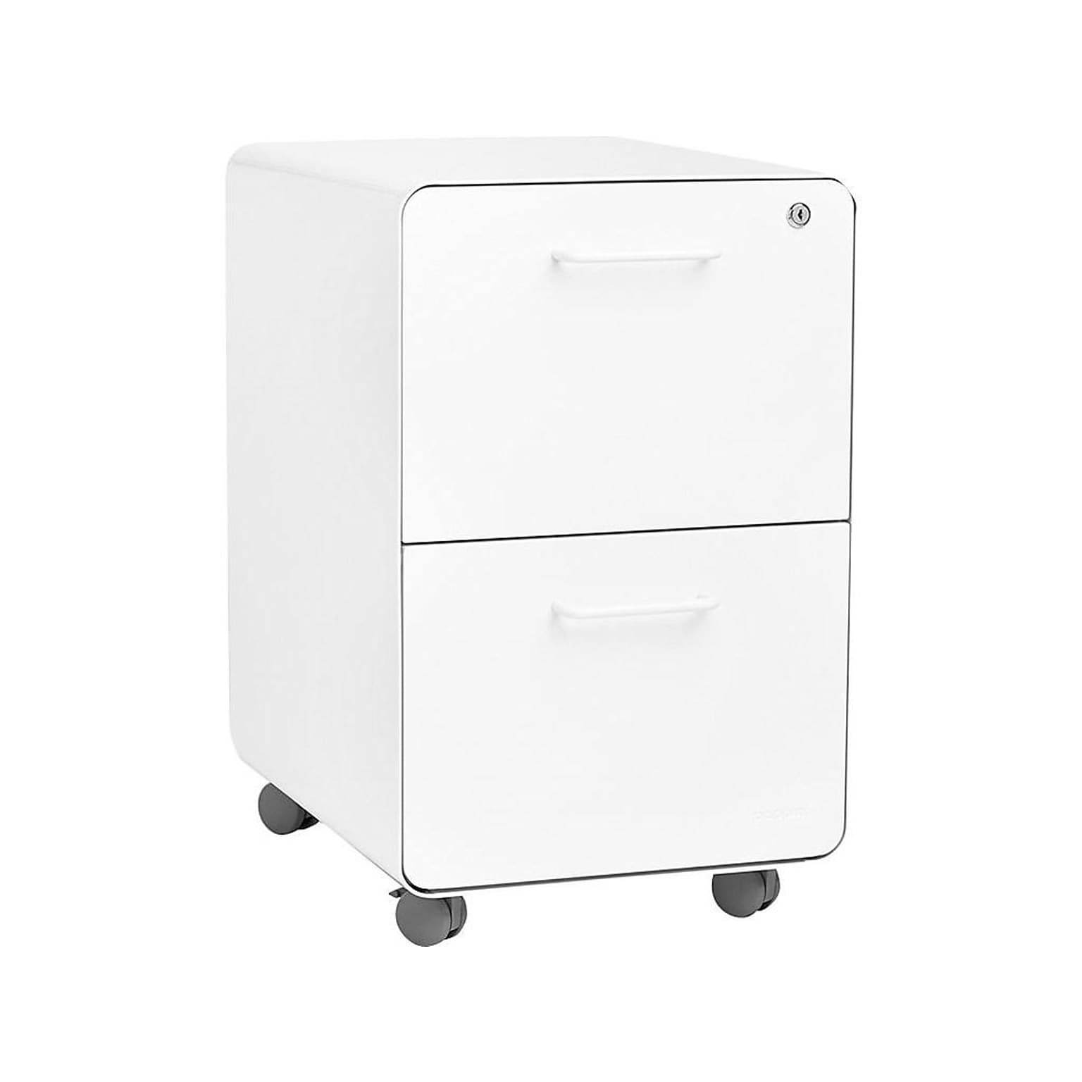 Poppin Stow 2-Drawer Mobile Vertical File Cabinet, Letter/Legal Size, Lockable, 25H x 15.75W x 20D, White (100914)