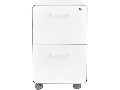 Poppin Stow 2-Drawer Mobile Vertical File Cabinet, Letter/Legal Size, Lockable, 25"H x 15.75"W x 20"D, White (100914)