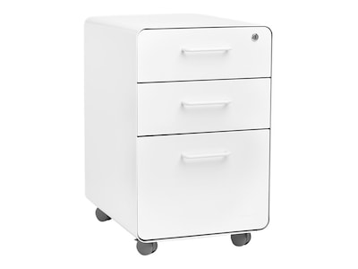 Poppin Stow 3-Drawer Vertical File Cabinet, Locking, Letter/Legal, White, 20D (100915)