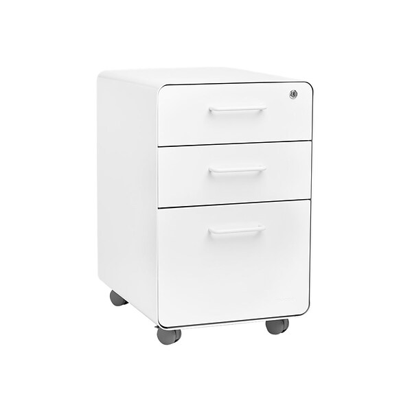Poppin Stow 3-Drawer Vertical File Cabinet, Locking, Letter/Legal, White, 20D (100915)