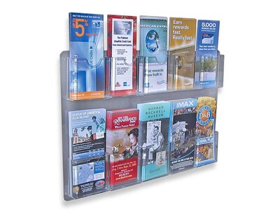 Azar Brochure Holders, 15.8" x 23.8", Vertical, Wall Mounted, Clear Acrylic, 2/Pack (252069)
