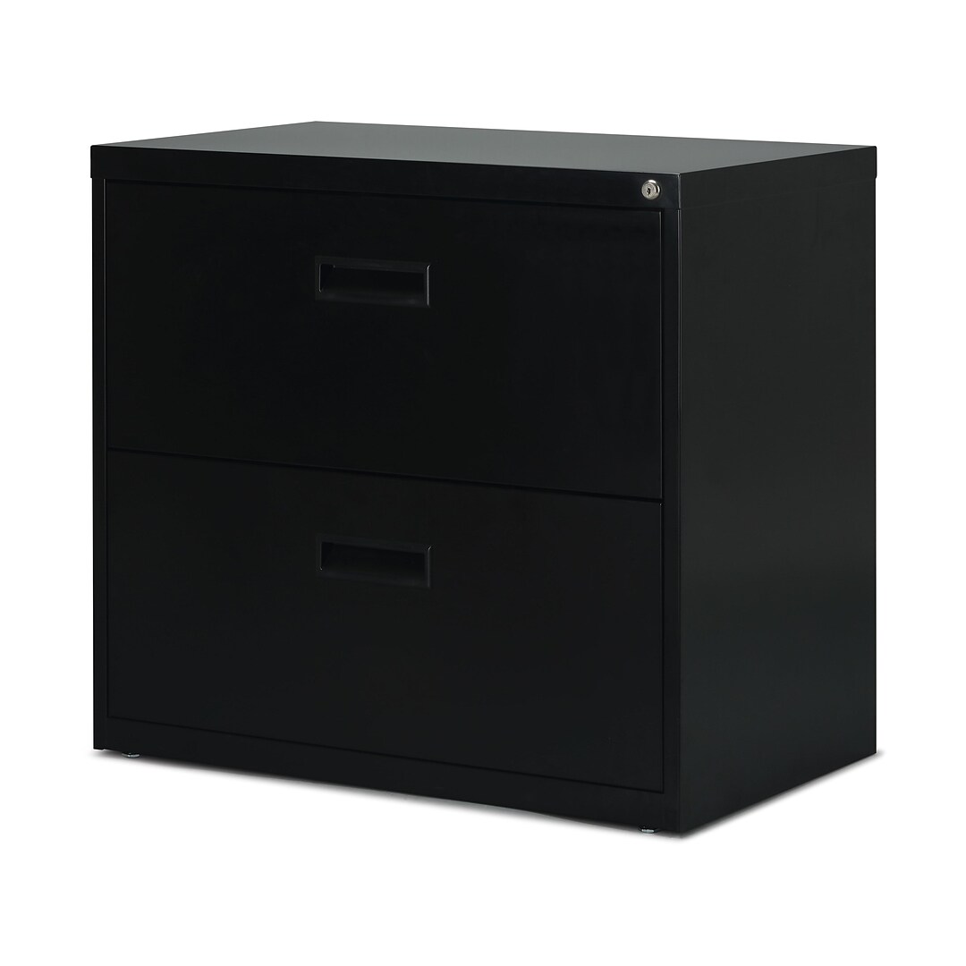 Quill Brand 2 Drawer Lateral File Cabinet Locking Letter Black 30 W 52141 Quill Com