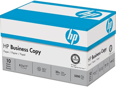 HP 8.5 x 11 Business Paper, 20 lbs., 92 Brightness, 5000 Sheets/Carton (HPBC11)