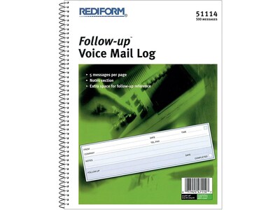 Rediform Follow Up Message Pad, 8" x 11", White/Blue, 100 Sheets/Pad (51114)