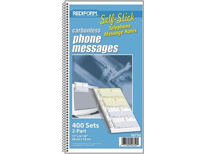 Rediform Phone Message Pad, 3 x 6, Unruled, White/Blue, 100 Sheets/Pad (50750)
