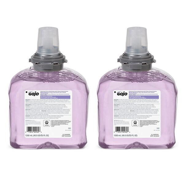 GOJO TFX™ Premium Foam Handwash, Cranberry Scent, 1200 mL Foam Soap Refill for TFX™ Touch-Free Dispenser 2/CT (5361-02)