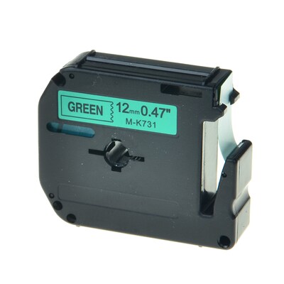Brother M-731 Label Maker Tape, 1/2W, Black on Green