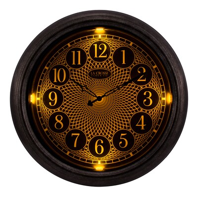 La Crosse Clock 18 Inch IN/OUT Analog Lighted Dial Wall Clock in Antique Nickel finish (403-3246)