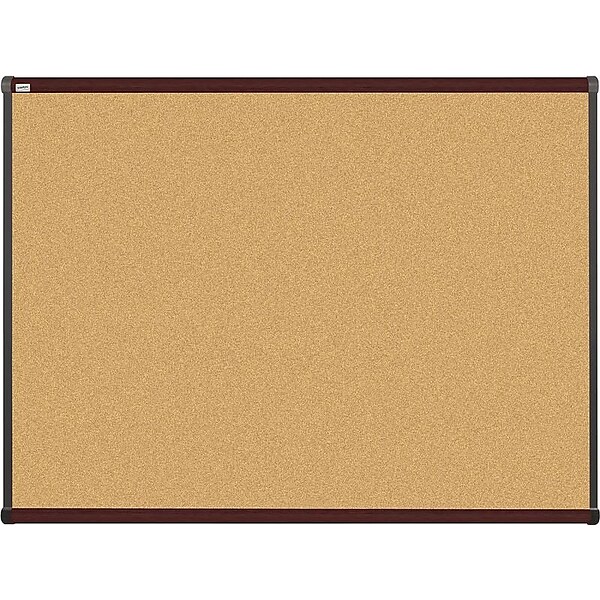 Quill Brand® Durable Cork Bulletin Board, Mahogany Frame, 4W x 3H (23690-CC)
