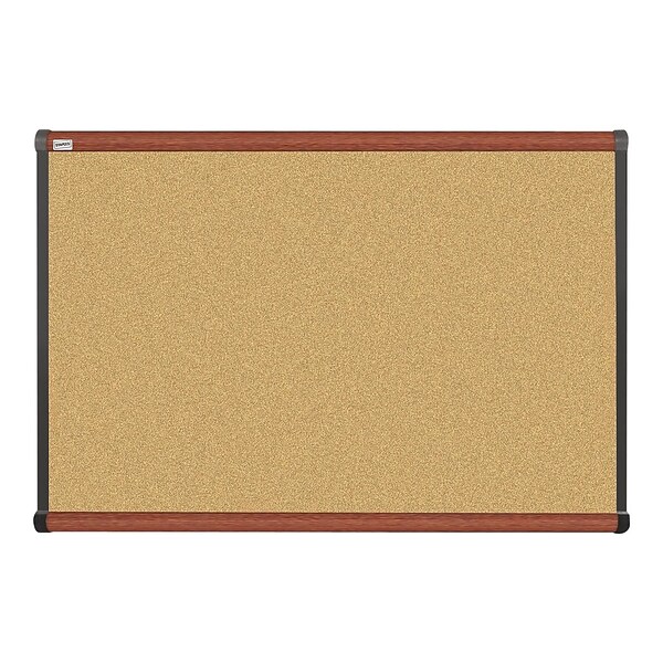 Quill Brand® Durable Cork Bulletin Board, Cherry Frame, 3W x 2H (23684-CC)