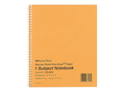 National Brand 1-Subject Notebooks, 7 x 8, Narrow Ruled, 80 Sheets, Brown (33004)