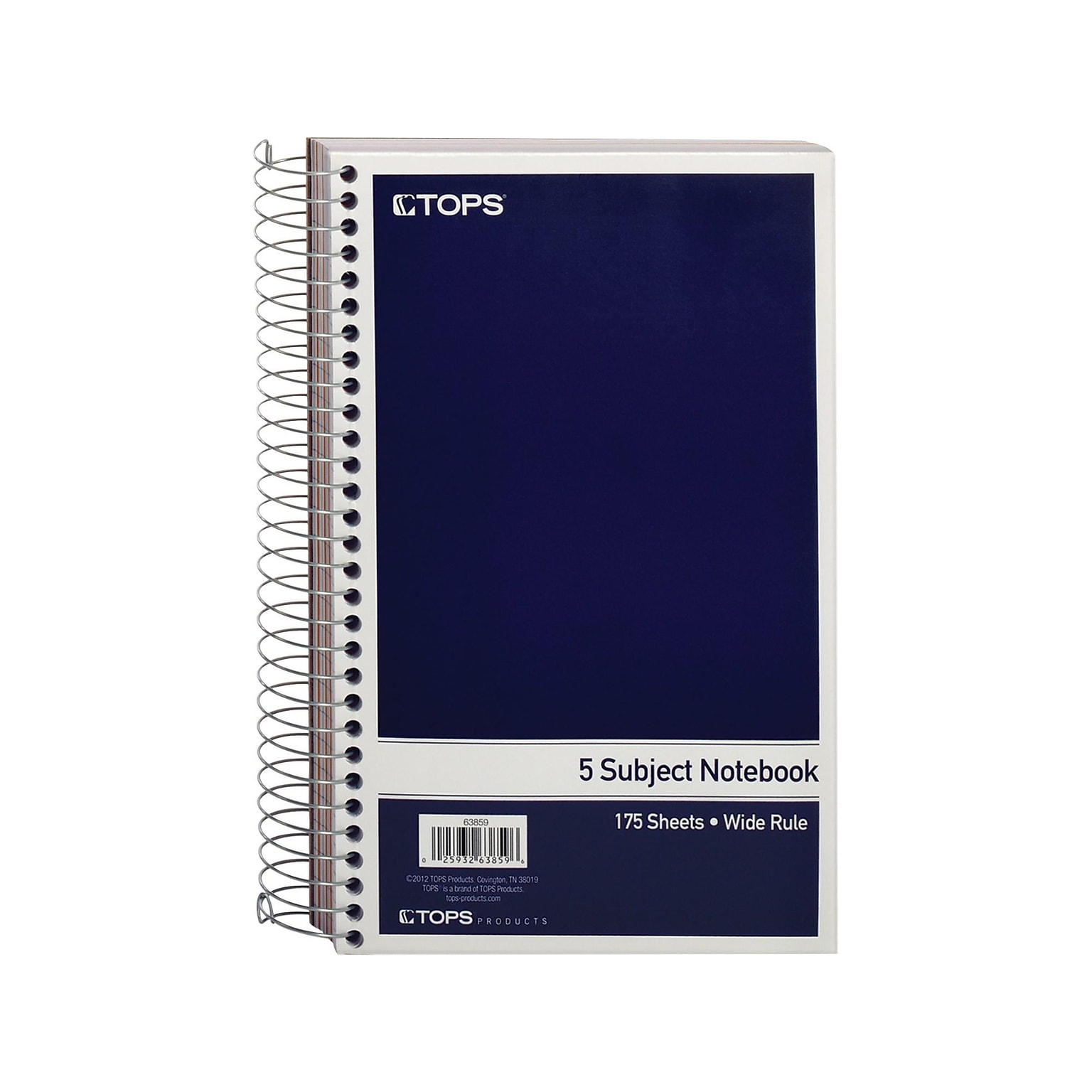 Oxford 5-Subject Subject Notebooks, 6 x 9.5, Wide Ruled, 175 Sheets, Blue (63859)