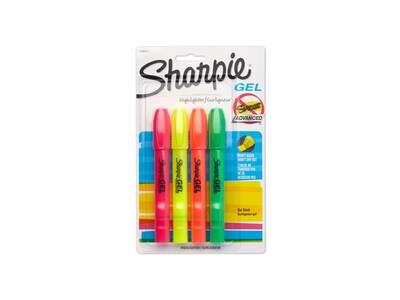 Sharpie Gel Stick Highlighter, Bullet Tip, Assorted Colors, 4/Pack (1780477)