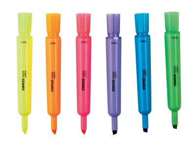 Staples Hype Tank Highlighters, Chisel Tip, Assorted, Dozen (29204-CC)