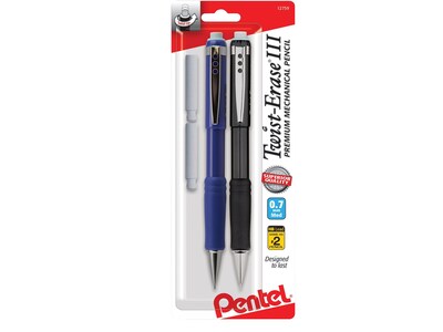 Pentel Twist-Erase III Mechanical Pencil, 0.7mm, #2 Medium Lead, 2/Pack (QE517BP2-K6)