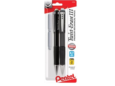 Pentel Twist-Erase III Mechanical Pencil, 0.7mm, #2 Medium Lead, 2/Pack (QE517BP2-K6)