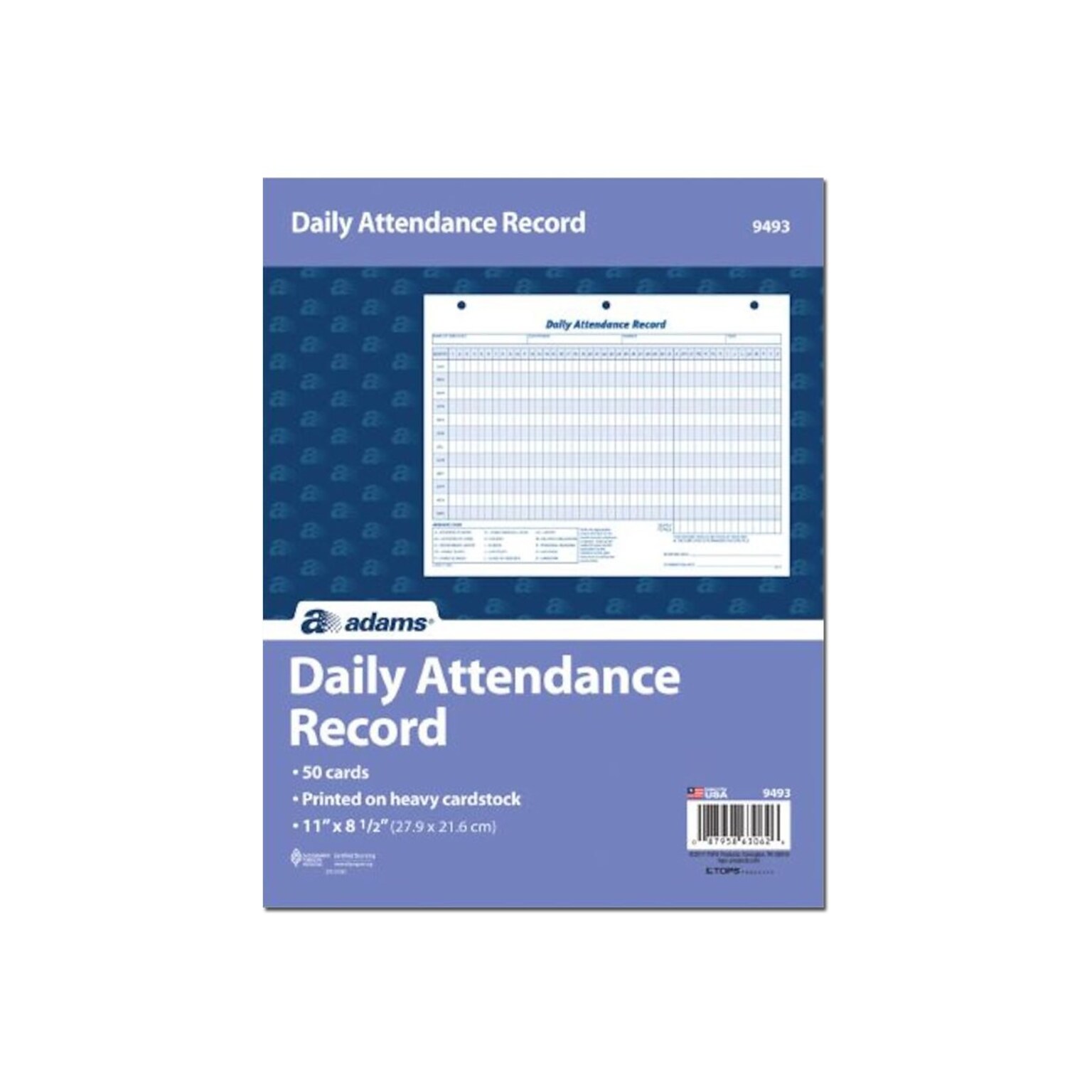 Adams Attendance Records, 50/Pack (ABF 9493)