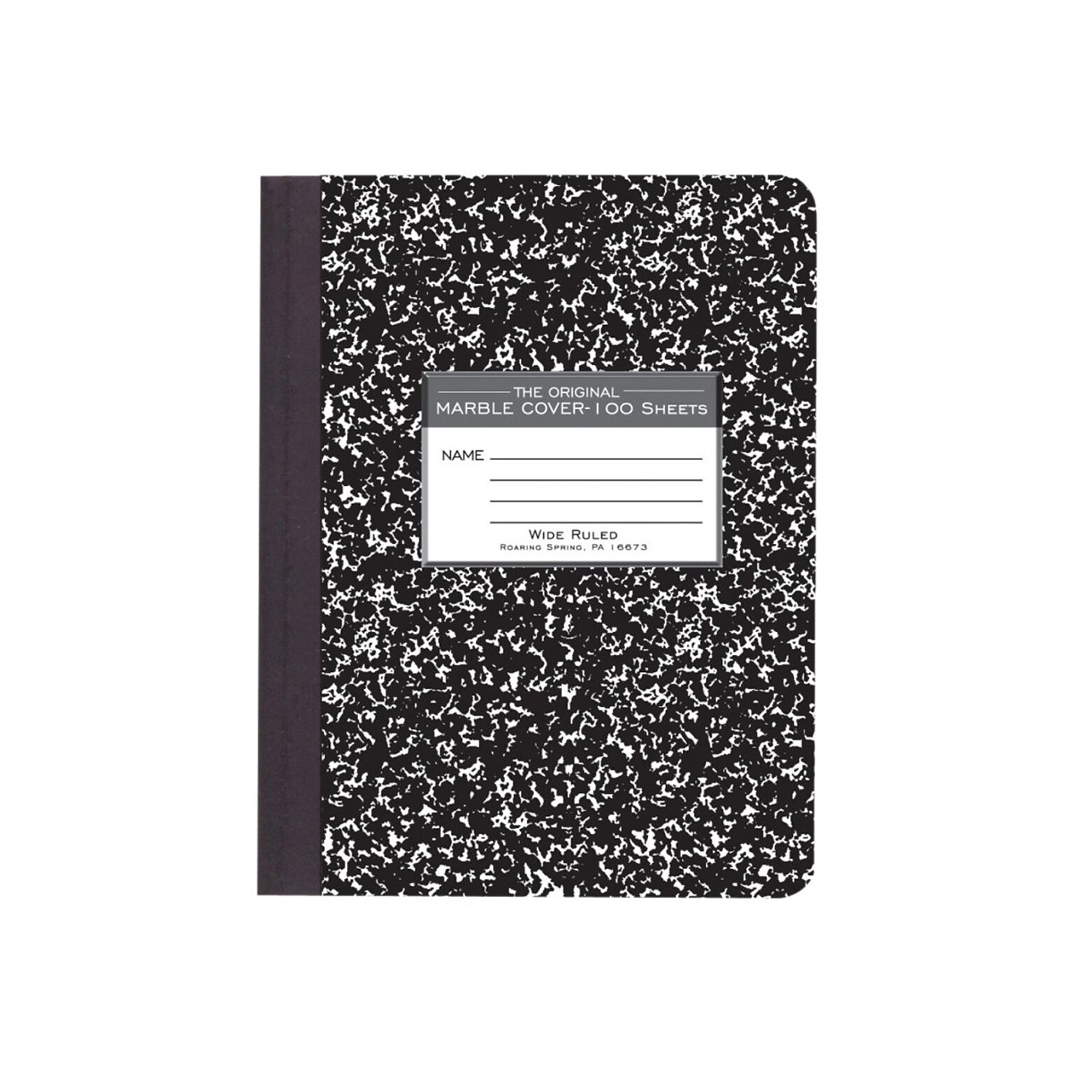 Roaring Spring Paper Products Composition Notebooks, 9.75 x 7.5, Wide Ruled, 100 Sheets, Black (77230)