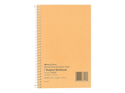 Rediform Brown Board Cover 1-Subject Notebooks, 5" x 7.75", Narrow Ruled, 80 Sheets, Brown (RED33002)