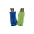 Verbatim PinStripe 16GB USB 3.0 Type A Flash Drive, Blue/Green (VER-99190)