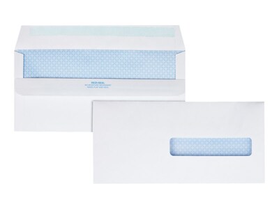 Quality Park Redi-Seal Security Tinted Window Envelope, 4 1/2 x 9 1/2, Woven White, 500/Box (21438