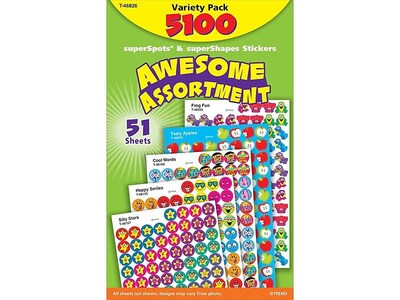 Trend superSpots & superShapes Awesome Assortment Stickers, Assorted, 5100/Pack (T-46826)