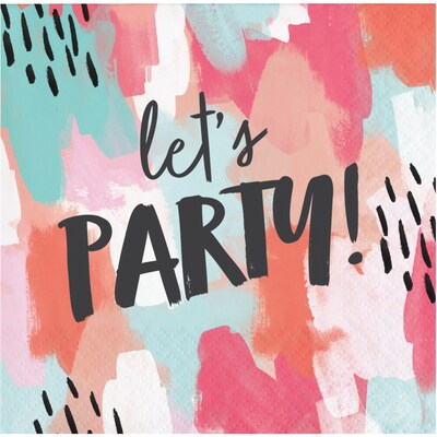 Brush Strokes Lets Party Beverage Napkins by Elise, 48 Count