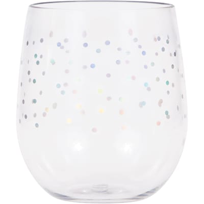 Iridescent Dots Plastic Stemless Wine Glasses by Elise, 6 Count