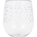 Iridescent Dots Plastic Stemless Wine Glasses by Elise, 6 Count