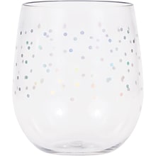 Iridescent Dots Plastic Stemless Wine Glasses by Elise, 6 Count