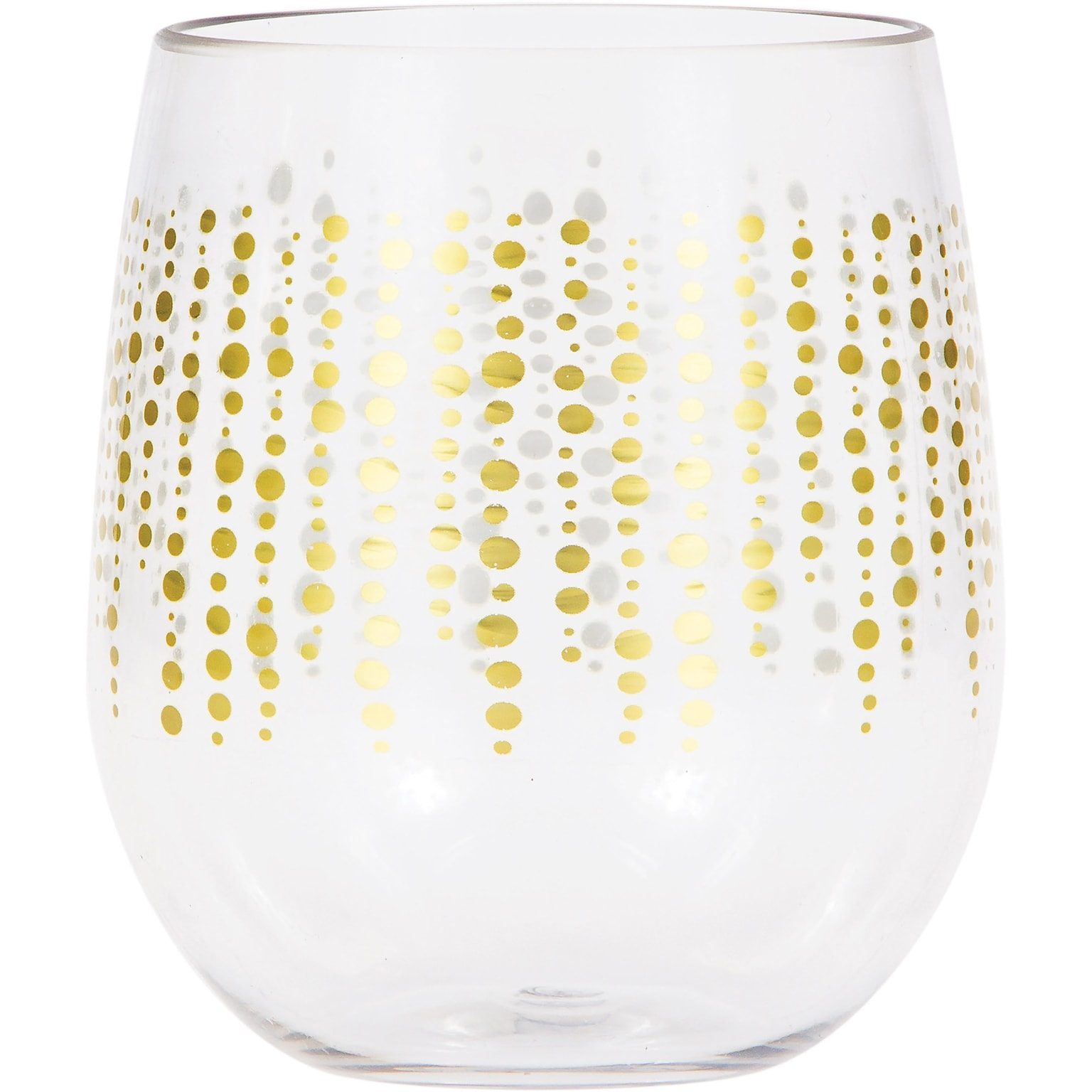 Glittering Gold Dots Plastic Stemless Wine Glasses by Elise, 6 Count