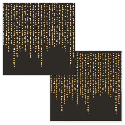 Black and Glittering Gold Foil Dots Beverage Napkins by Elise, 48 Count