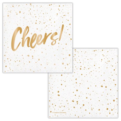 Cheers Gold Foil Beverage Napkins by Elise, 48 Count