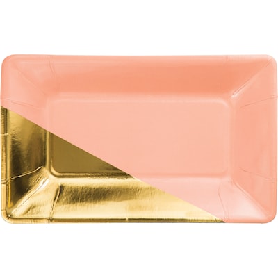Coral and Gold Foil Appetizer Plates by Elise, 24 Count