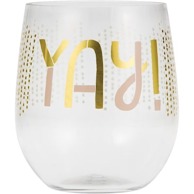 Yay Plastic Stemless Wine Glasses by Elise, 6 Count