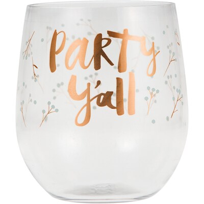 Party Yall Plastic Stemless Wine Glasses by Elise, 6 Count