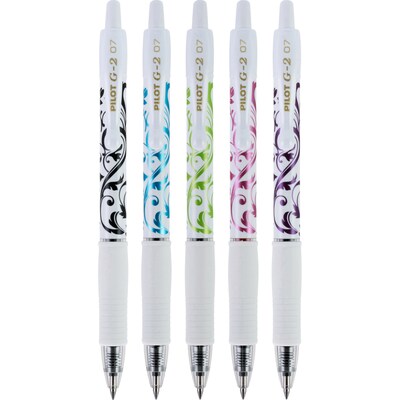 Pilot G2 Fashion Collection Retractable Gel Pens, Fine Point, Assorted Ink, 5/Pack (31392)