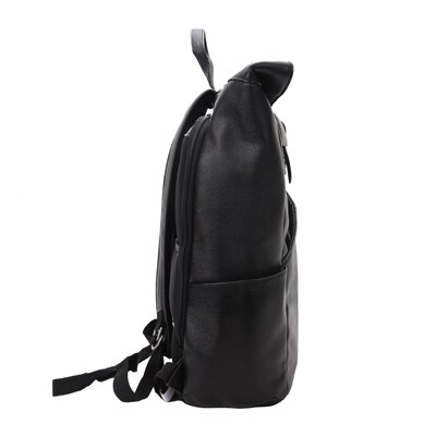 Mcklein Leather Dual Access Laptop Backpack, Kennedy, Pebble Grain Calfskin Leather, Black (88735)