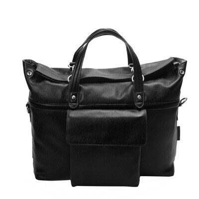 Mcklein Leather Roll Top Laptop Briefcase, Edgefield, Pebble Grain Calfskin Leather, Black (88755)