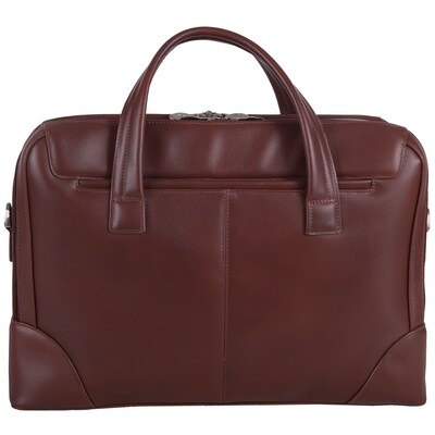 Mcklein Leather Dual Compartment Laptop Briefcase, Harpswell, Top Grain Cowhide Leather, Brown (8856