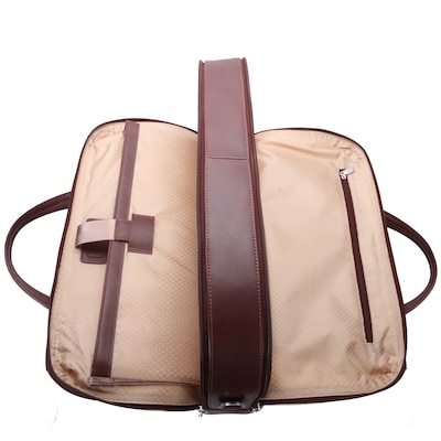 Mcklein Leather Dual Compartment Laptop Briefcase, Harpswell, Top Grain Cowhide Leather, Brown (88564)