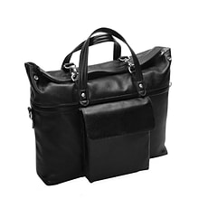 Mcklein Leather Roll Top Laptop Briefcase, Edgefield, Pebble Grain Calfskin Leather, Black (88755)